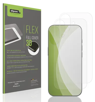 Produktbild von 2x Full Cover Schutzfolie matt für Apple iPhone 17 Rückseite Panzerfolie Anti-Shock