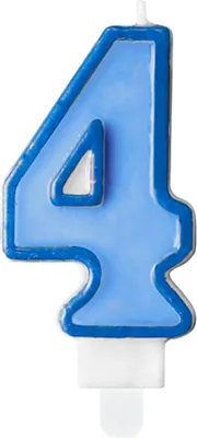 Produktbild von Geburtstagskerze Zahl 4, blau, 7cm