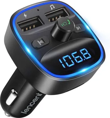 Immagine prodotto di Trasmettitore FM Bluetooth per autoradio - Adattatore wireless per auto con USB e lettore MP3, compatibile con schede SD e chiavette USB, funzione vivavoce