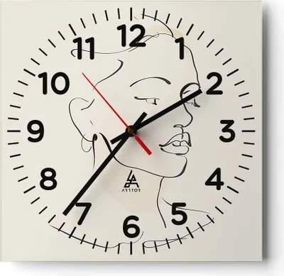 Produktbild von Wanduhr - Quadrat - Glasuhr - Frau Zeichnung Linie - 40x40cm - Schleichendes Uhrwerk - Lautlos - zum Aufhängen bereit - Dekoration Modern - Wanddekoration aus Glas - C4AC40x40-5046