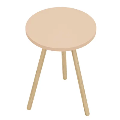 Produktbild von Beistelltisch Cappuccino rund mit 3 Holzbeinen – Moderner Wohnzimmertisch, kleiner Couchtisch, stabiler Kaffeetisch, Dekotisch Ø34 cm, Ablagetisch