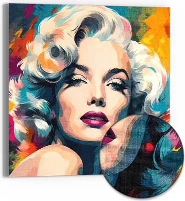 Produktbild von DEQORI Hybrid Leinwand Bild 30x30 cm 'Diva im Farbenrausch' Wandbild Glas flach modern