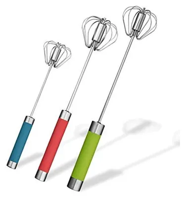Produktbild von Halbautomatischer Schneebesen aus Edelstahl – 3-teiliger Hand-Dreh-Schneebesen-Mixer