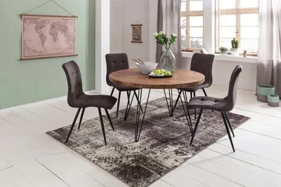 Obrázek produktu pro Designový jídelní stůl bagli kulatý ø 120 x 78 cm sheesham masivní dřevo | Wohnling