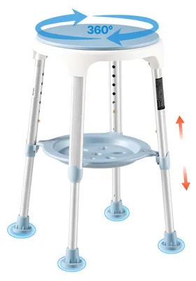 Produktbild von VEVOR Duschstuhl, höhenverstellbarer Duschhocker, Duschsitz für die Dusche oder Badewanne, rutschfester Badewannenhocker für ältere Menschen, Behinderte und Handicaps, 158,8 kg Tragfähigkeit