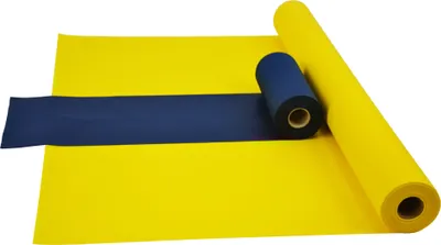 Produktbild von Sensalux Kombi-Set 1 Tischdeckenrolle 1,5m x 25m gelb + Tischläufer 30cm blau