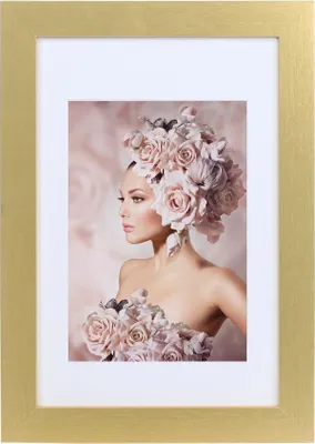 Produktbild von Bilderrahmen Holz Rahmen Plexi Acryl Collage Wanddeko Poster quadratisch S215 - Farbe: Gold | Format: 13x18