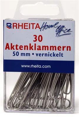 Produktbild von Rheita Aktenklammern 50 mm, vernickelt, 30 Stück in Klarsichtbox