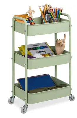 Image de Chariots de cuisine pratiques, de couleur verte, avec 3 étagères