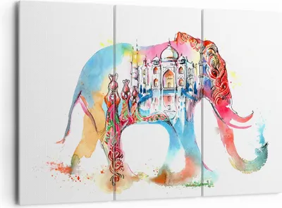 Produktbild von Bild auf Leinwand - Leinwandbild - Elefant Indien ethnisch Kultur - 165x110cm - Wand Bild - Wanddeko - Leinwanddruck - Bilder - Kunstdruck - Leinwand bilder - Wandkunst - CE165x110-3037