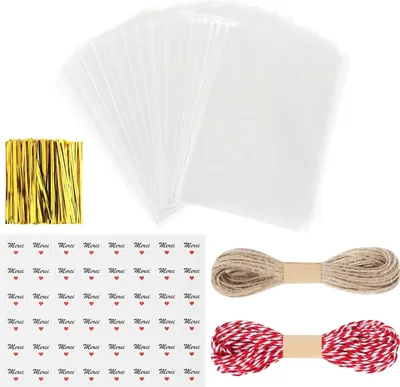 Image de Sacs en plastique Sacs avec autocollants Sacs cadeaux alimentaires 200 pcs 14 x 20 cm