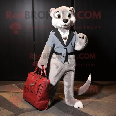 Obrázek produktu pro Postavička REDBROKOLY v kostýmu stříbrného maskota Weasel oblečená s bundou a taškami