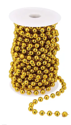 Perlenkette 10 m, 10 mm, Kunststoff, Dunkelgold, für Deko & Basteln
