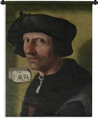 Produktbild von MuchoWow® Wandteppich Wandbehang Porträt von Jacob Cornelisz van Oostsanen - Gemälde von Jacob Cornelisz. van Oostsanen 90x120 cm Tapisserie Dekoration Wandtuch - Wanddeko