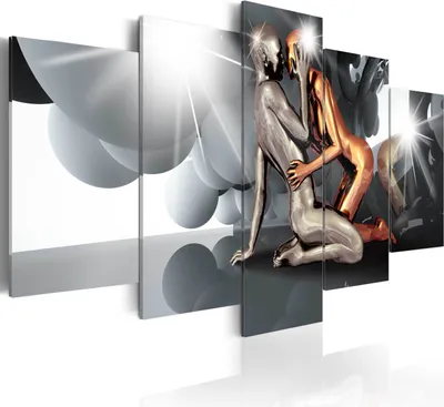 Immagine prodotto di Quadri astratti, tema coppia, dimensioni 200x100 cm, set di 5 pezzi – Decorazioni per la parete della camera da letto, stampe su tela, quadri per il soggiorno, stampa su tela, codice prodotto: h-A-0046-b-n