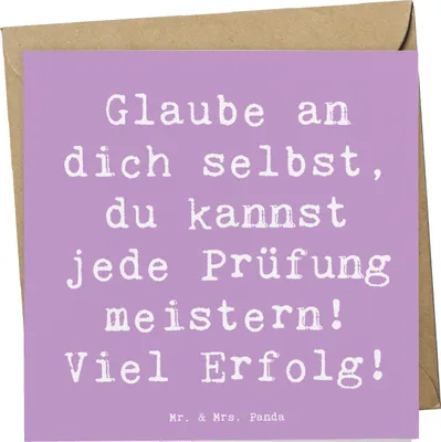 Produktbild von Mr. & Mrs. Panda Glückwunschkarte Spruch Prüfungen bestehen - Lavendeltraum - Geschenk, positive Energie, Glaube an dich selbst, Klappkarte, faltkarte, Tests, Vertrauem