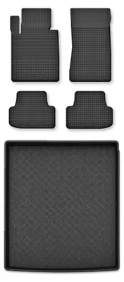 Image de Tapis en caoutchouc + bac de coffre pour BMW Seria 4 G26 2021-2022 (coupé) – 5 pièces, noirs, semi-universel, adapté