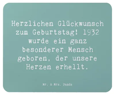 Produktbild von Mr. & Mrs. Panda Mouse Pad Spruch 1932 Geburtstag - Meeresbrise - Geschenk, laptop mauspad, mousematte, Geburtstagsgeschenk, Alles gut zum, Happy Birthday, 90 Jahre