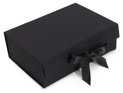 Productafbeelding van Opvouwbare cadeauverpakking met strik, 28,2 x 20,2 x 9,2 cm - Zwart