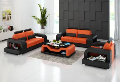 Produktbild von Ledersofa Couch Wohnlandschaft 3+2+1 Sitzer + USB Garnitur Design Modern Sofa