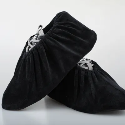 Produktbild von 1 Paare Schuhüberzieher Anti-Rutsch Sohle Flanell Schuh Bedeckung Staubfrei Überschuhe für Haushalt Wiederverwendbar&Waschbare-Schwarz