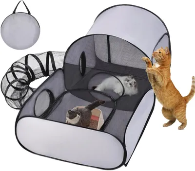 Produktbild von Faltbares Katzenspielgehege als Spiel- und Bewegungsbereich mit Tunneln sowie Hundeauslauf für Kätzchen, Welpen und Kleintiere