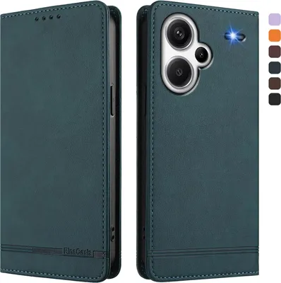 Produktbild von Hülle für Xiaomi Redmi Note 13 Pro+, Retro Kunstleder Ständer Klapphülle mit Kartenfächer und Magnetische Grün