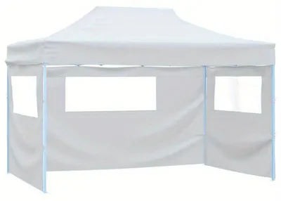 Immagine prodotto di Tenda da festa pieghevole, dimensioni 3x4,5 metri, colore bianco, con tre pareti laterali