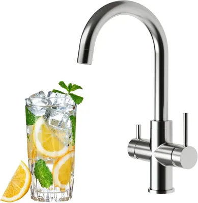 Produktbild von ® Edelstahl-Wasserhahn mit 4 Auslässen, 360° schwenkbarer Küchenarmatur aus massivem 304-Edelstahl, Spültischarmatur für Wasserfilter, Osmoseanlagen