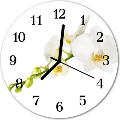 Produktbild von Glasuhr Wanduhr Küchenuhr Echt-Glas 30fi cm Orchidee weiß