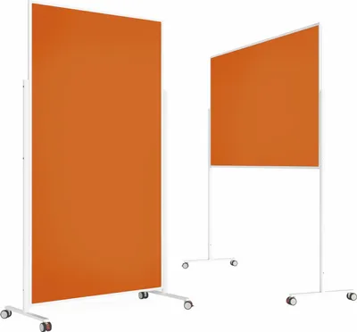 Produktbild von Magnetoplan Pinnwand Moderations- Präsentationswand VarioPin mobil -  Zweiarmfuß mit 4 Rollen - 100x180cm (BxH) - Orange - Filz