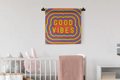 Produktbild von MuchoWow® Wandteppich Wandbehang Zitat - Vintage - Retro 60x60 cm Tapisserie Dekoration Wandtuch - Dekorationen - Wand Decke