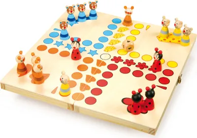 Produktbild von Small Foot 7358 Ludo Tiere aus Holz, Gesellschaftsspiel für Groß und Klein