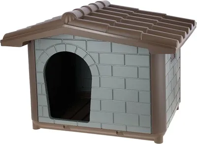 Produktbild von Hundehütte Levin Eco, graugrün/braun, 99x70x75 cm, Hundehöhle, recycelter Kunststoff, Hunde | Graugrün/Braun, 99 × 70 × 75 cm, robuste Hundehöhle aus Kunststoff für einen geschützten Liegeplatz