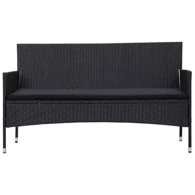 Produktbild von vidaXL 3-Sitzer-Gartensofa mit Auflagen Schwarz Poly Rattan