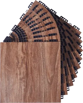 Produktbild von SucceBuy-Tanzbodenfliesen – 12,4 x 12,4 Zoll, 9-teilig ineinandergreifend, tragbar mit gepolsterter Basis (Eichenholzmaserung, 0,83 m²/Karton)