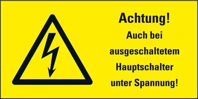 Produktbild von Dreifke® Aufkleber I Warn-Kombischild Achtung! Auch bei ausgeschaltetem, RoHS...