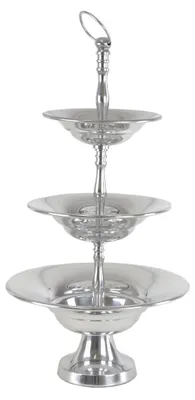Produktbild von Etagere Aluminium poliert 32x60cm 3 Etagen Servierteller Servierständer Etager