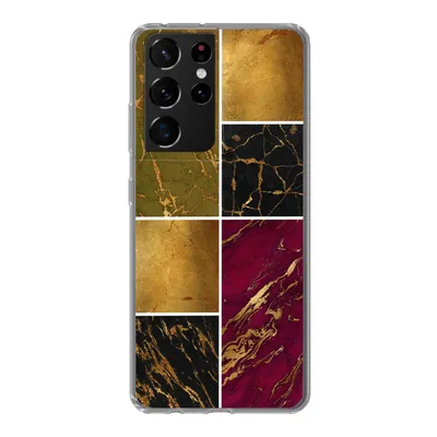 Produktbild von MuchoWow® Handyhülle Schutzhülle Hülle für Samsung Galaxy S21 Ultra Marmor - Gold - Schwarz - Rosa Silikon Softcase Handy Hülle - Mobiltelefon