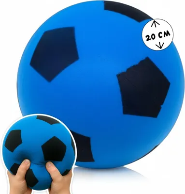 Produktbild von Weicher Schaumstoffball Blau im Fußball-Design - sicherer Kinderball für drinnen & draußen ab 0 Jahren - leichter Spielball für die ersten Ballspiele