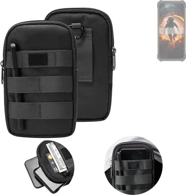 Produktbild von K-S-Trade Holster Gürtel Tasche kompatibel mit Cubot KingKong ES Handy Tasche Schutz Hülle dunkel-grau viele Fächer, 1x