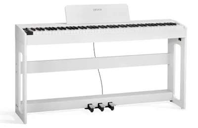 Imagen del producto de Piano digital con 88 teclas ponderadas, 280 sonidos, color blanco, ideal para principiantes y usuarios avanzados