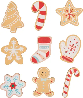 Produktbild von Streuteile Zuckerstange aus Sperrholz, 4-5 cm, 2 mm stark, neun Motive für Weihnachtsdekoration