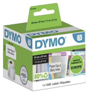 Produktbild von DYMO Orignal LabelWriter Mehrzwecketiketten | 57 mm x 32 mm | Rolle mit 1.000 leicht ablösbaren | selbstklebendes Etikettenband| für LabelWriter Etikettendrucker