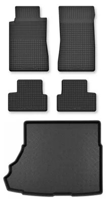 Produktbild von Gummimatten + Kofferraumwanne für Ford Mustang MK6 2018- – Schwarz, Semi-Universal, angepasst – Wielganizator Semi-Universal