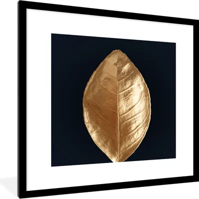 Produktbild von MuchoWow® MuchoWow® Gerahmtes Poster Blätter - Luxus - Gold 40x40 cm - Poster mit zchwarzem Bilderrahmen - Poster - Plakat im Rahmen