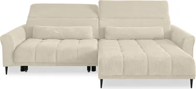 Produktbild von Wohnlandschaft >Wolve< elektr. Sitzverstellung, 2 Kissen, Cord creme - 277x108x179cm (BxHxT)