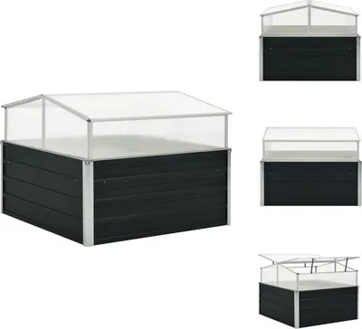 Produktbild von vidaXL Gewächshaus Anthrazit 100x100x77 cm Verzinkter Stahl -  Blumentöpfe & Pflanzgefäße