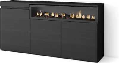 Produktbild von Sideboard, Highboard, 150x35x75cm, 3 Türen, Elektrokamin. farbe Schwarz