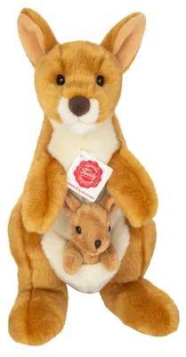 Obrázok produktu pre Teddy Hermann klokan s bábätkom, plyšová hračka, mäkká hračka, plyšová hračka, exotické divoké zviera, svetlohnedá, 30 cm, 916338